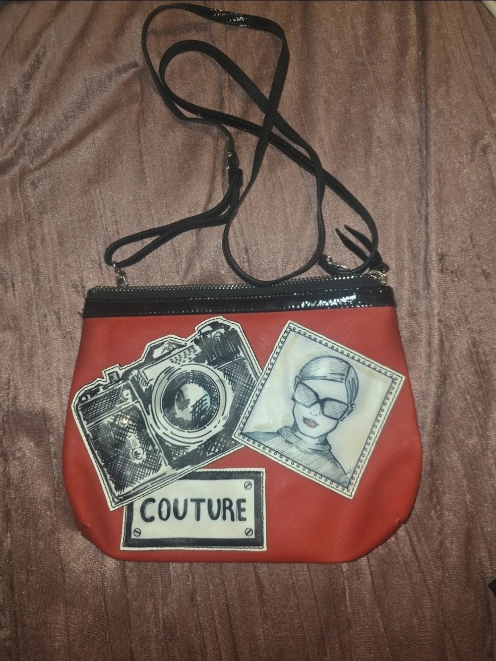 Red Couture Patch Crossbody Bag - Women